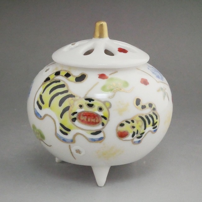 干支寅福張子香炉 紫泉 - 京焼清水焼 松韻堂