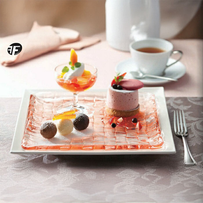 楽天市場】送料無料 ピンク 角形 ガラス 皿 【 ダブルエフ クロス