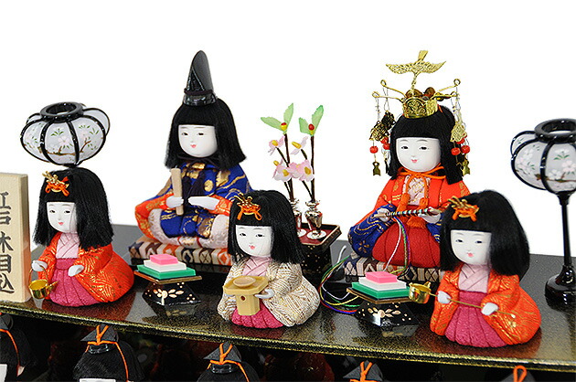 雛人形木目込人形ケース入り三段十五人飾りセット【P81447