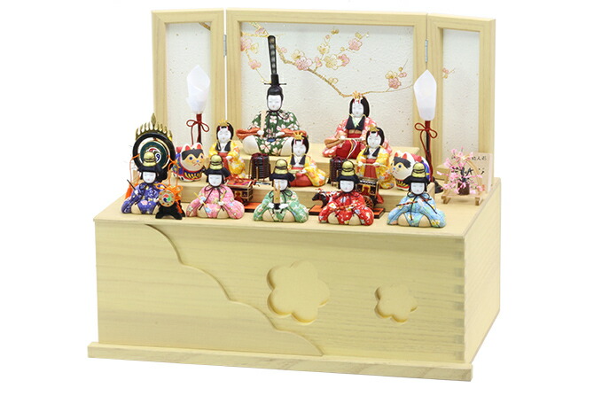 雛人形木目込人形コンパクト収納三段十人飾りセット【P82409