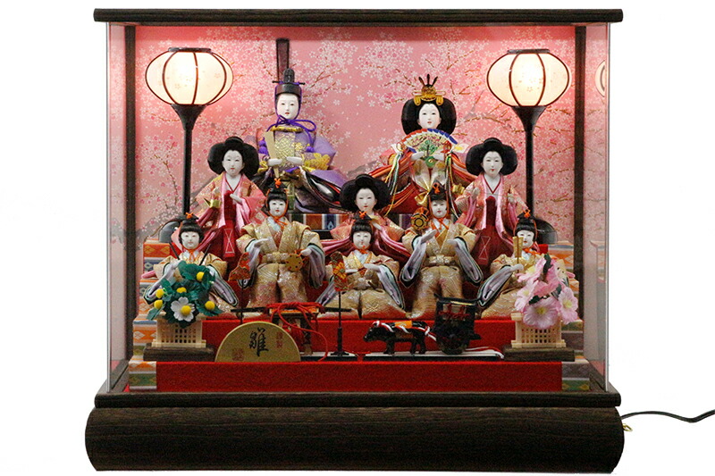 雛人形 十人ケース飾り【P82310】インターネット店だけ☆限定販売☆ 桜