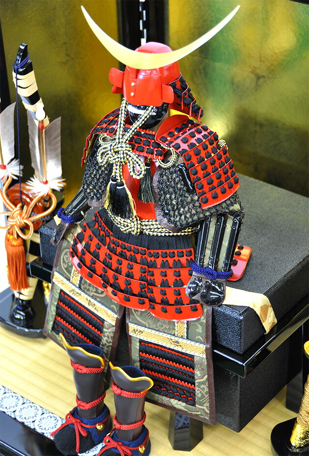 五月人形 鎧飾り 伊達政宗【P91057】大越忠保作 金箔屏風 赤塗り