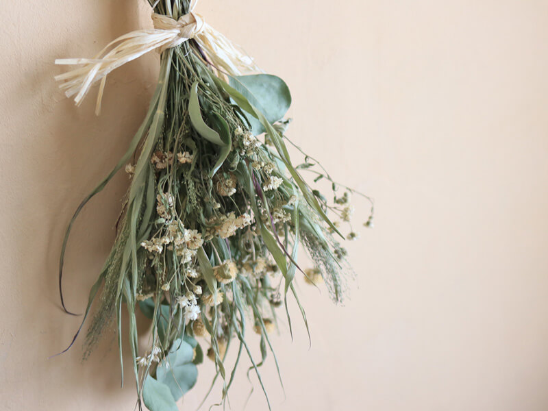 楽天市場】ドライフラワー グリーンホワイトスワッグ ＊ 素朴な