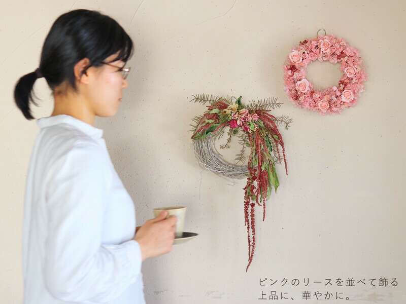 楽天市場】春爛漫ピンクのリース◇春にぴったり桜色のふわふわピンク