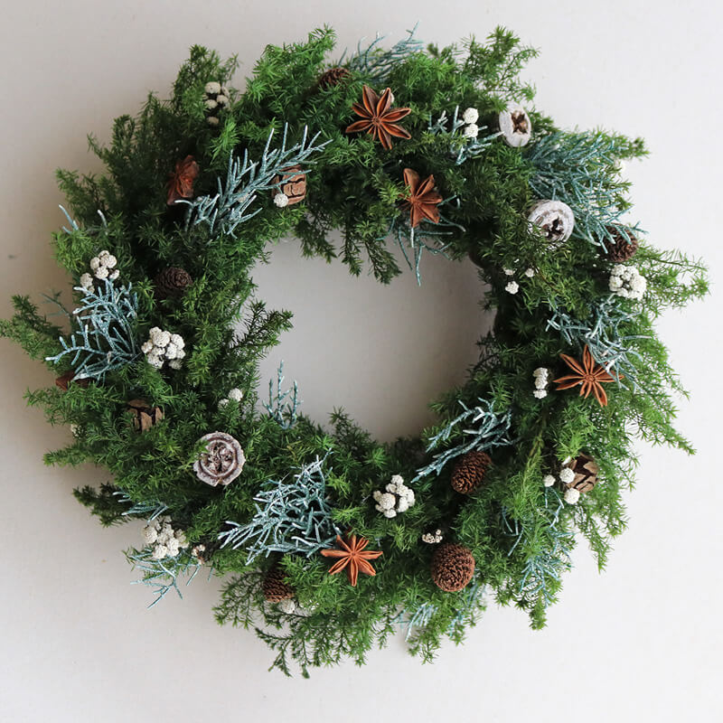 楽天市場】スターアニスと木の実の針葉樹リース ◇ プリザーブド