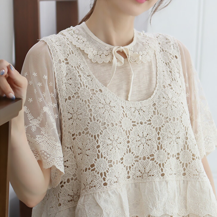 楽天市場】送料無料 刺繍×パールつけ襟 付け襟 つけ襟 フェイクカラー