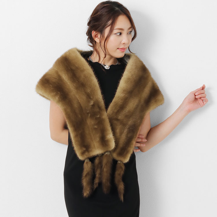 楽天市場】パステルミンク ストール フリンジ付き レディース ミンク