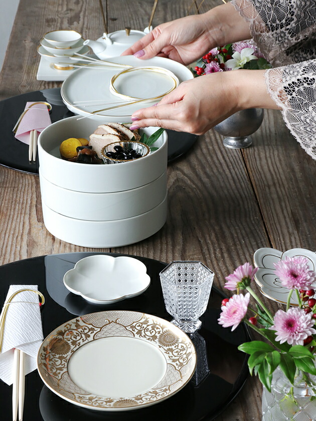 楽天市場】白マット 渕金 段重 蓋 // プレート 皿 平皿 中皿 取り皿