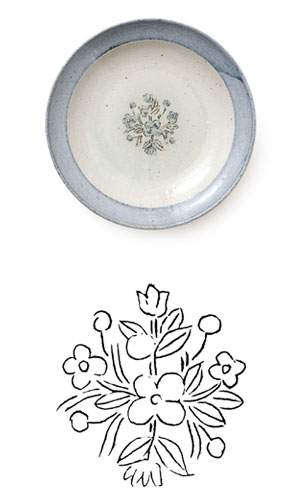 Scope 東屋　伊賀石本　花絵皿　菜の束　七寸半　未使用品 伊賀石本 | 花絵皿 | 東屋