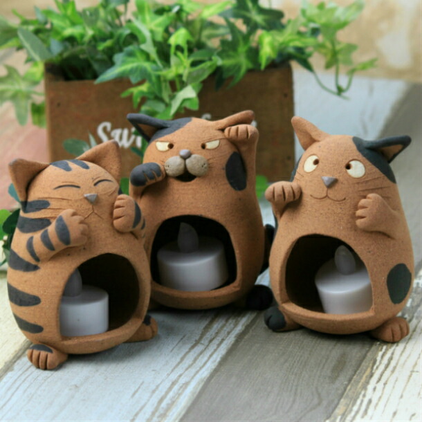 楽天市場】【送料無料】のらや 猫 置物「ランプ猫」陶器 岩手 メーカー