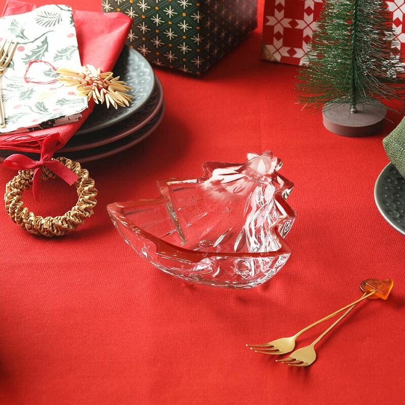 楽天市場】在庫限り クリスマスツリー型 プレート 15cm ガラス製お皿