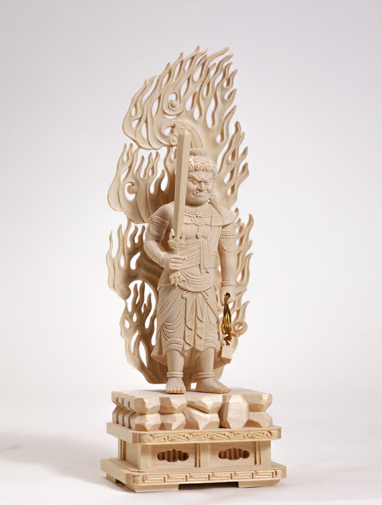 楽天市場】【総高21cm】不動明王 木彫 仏像 一刀彫 / 素材：桧（縁起物