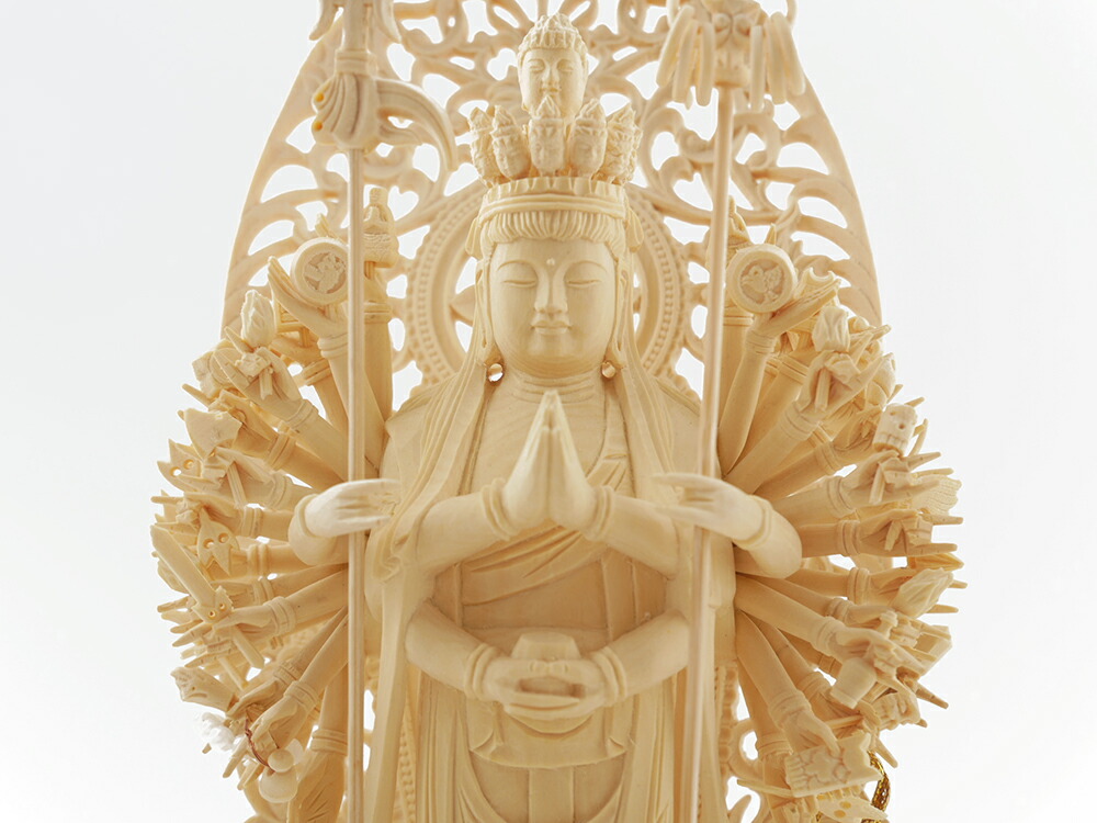 楽天市場】千手観音 木彫り 仏像 仕様：無垢 / 素材：柘植（置物