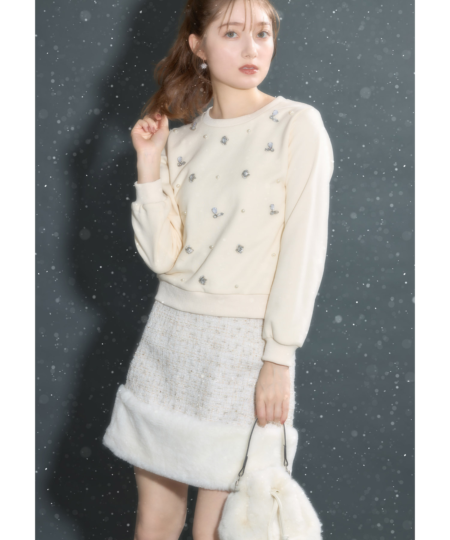 楽天市場】ファー付きファンシーツイードミニスカート【vyrtlea