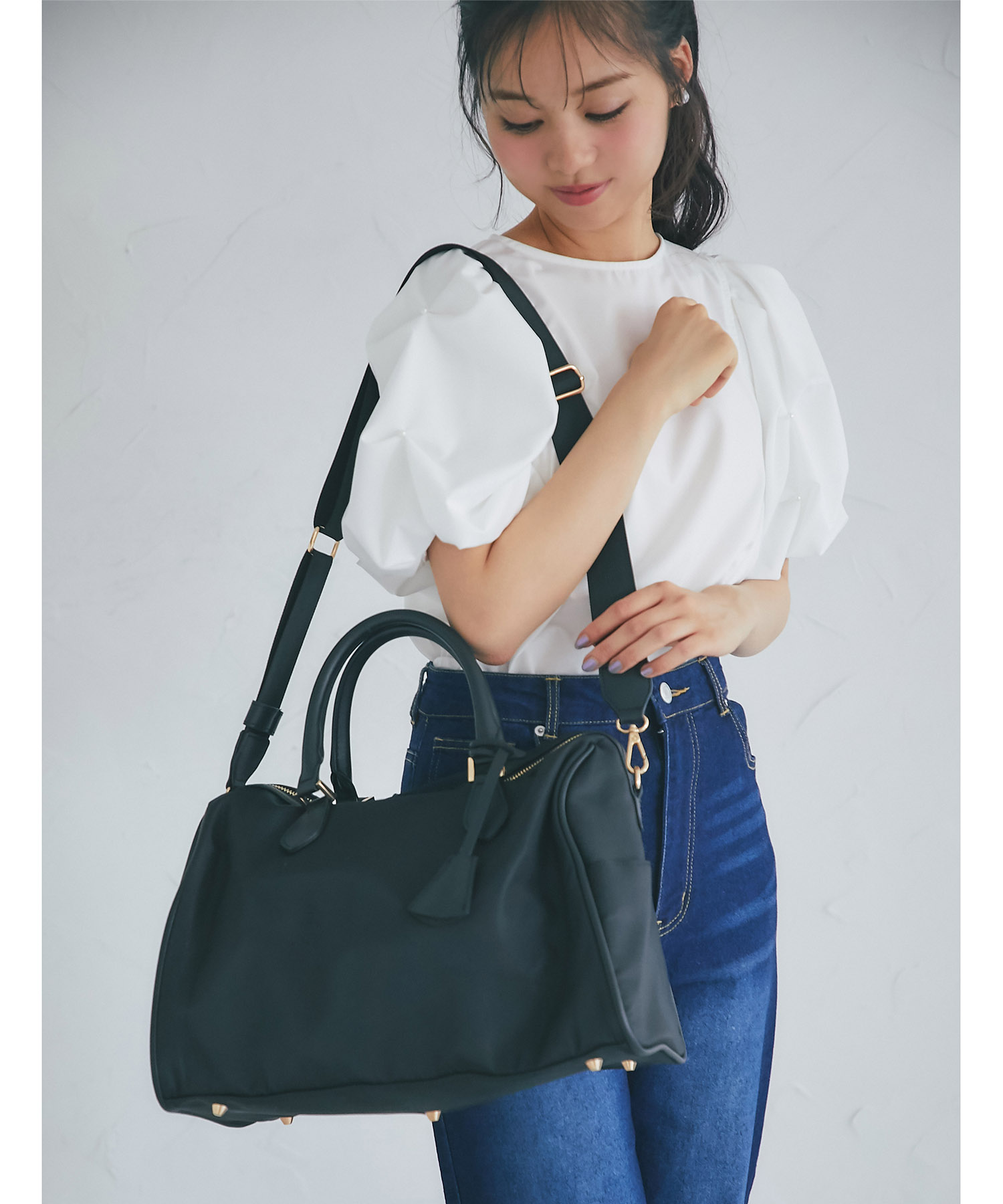 2WAYショルダー＆キーチャーム付きボストンバッグ