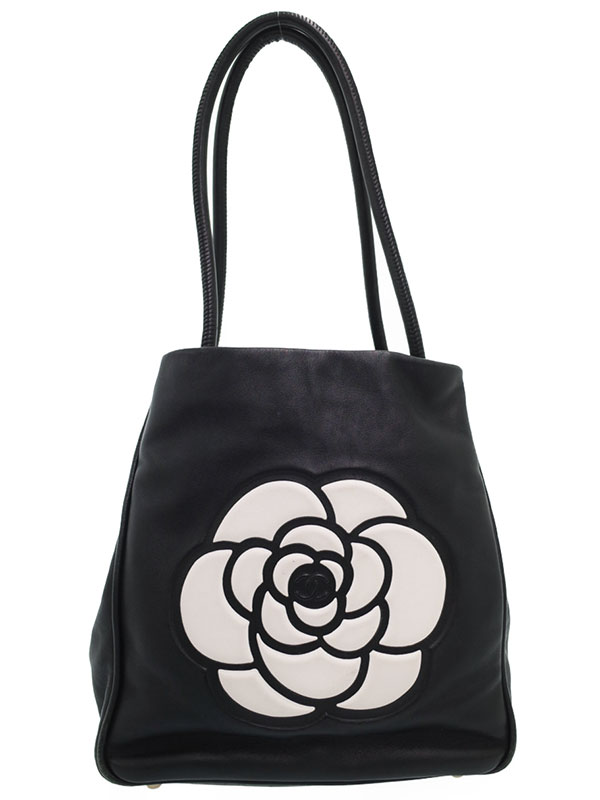 CHANEL】【マットゴールド金具】シャネル『カメリア ロゴ トートバッグ