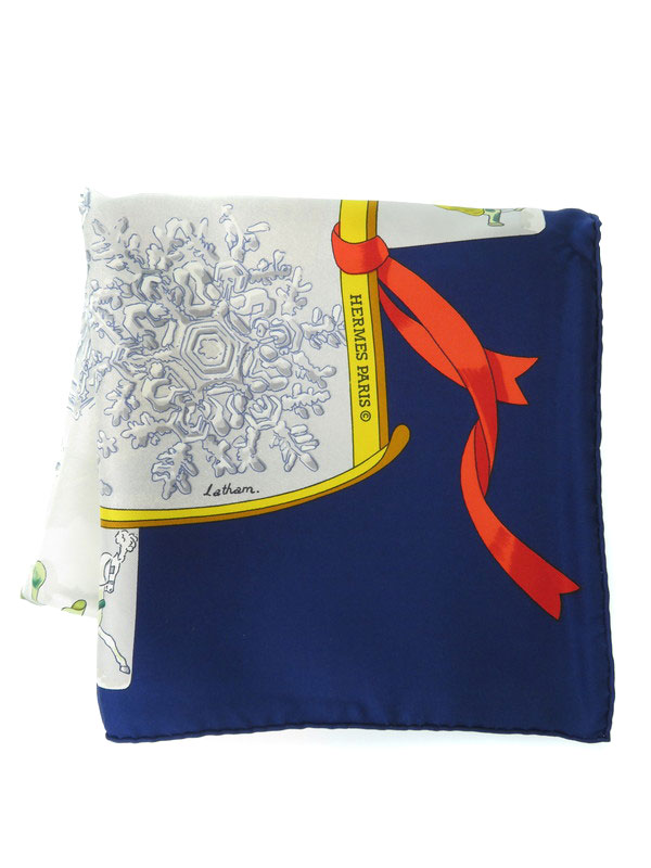 HERMES】【Neige d'Antan】【フランス製】エルメス『カレ90 去年の雪