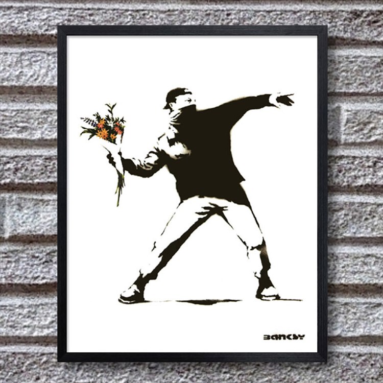 楽天市場】バンクシー アートパネル 53 花束を投げる男性 現代 アート
