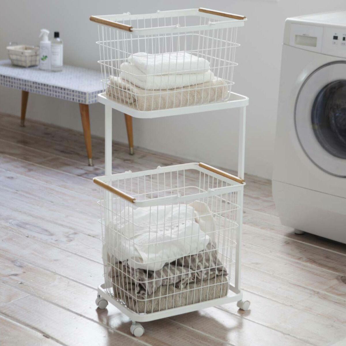山崎実業(yamazaki) tosca【ランドリーワゴン+バスケット トスカ
