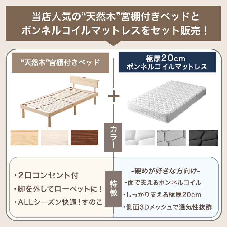 楽天市場】【本日クーポン3％引】 ベッド マットレス付き 極厚20cm