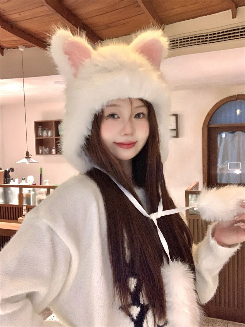 楽天市場】ふわふわ 韓国風 猫耳 3色 被り物 耳付き もふもふ 帽子