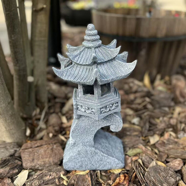 灯篭 石灯篭 光る ソーラー 石 灯篭 とうろう 和風 灯籠 高さ32.5cm