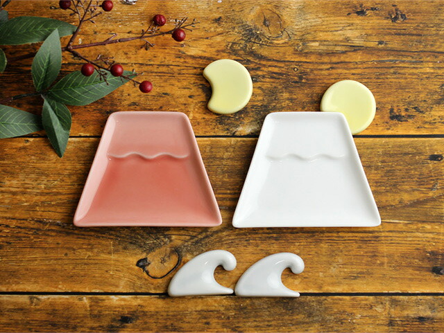 楽天市場】富士山と月と波 小皿＆箸置きセット(小皿 セット おしゃれ