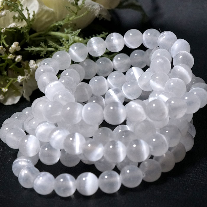 楽天市場】セレナイト ブレスレット 8mm AAA キャッツアイ モロッコ