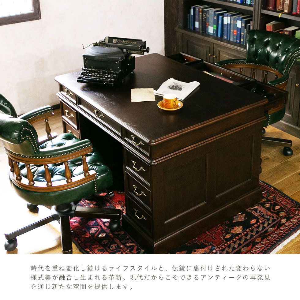 アンティーク調 パートナーデスク 対面式 組み立て家具 120x90 VTA7022