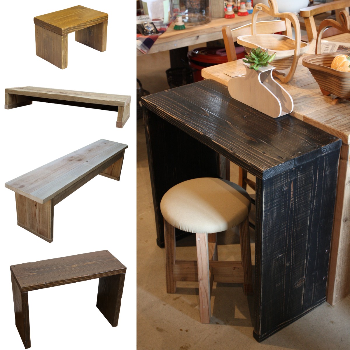 WOODPRO本店】OLD ASHIBA（足場板古材）ベンチシェルフ