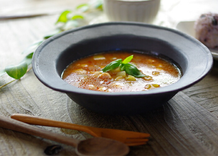 リム鉢 ブロンズ黒マット 益子焼 やさしい器 ボウル 鉢 ふち付き リム