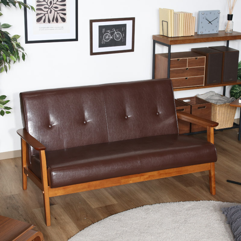 ユアサプライムス.com｜73762 バイキャストPUソファ 2P ミート LBR 幅