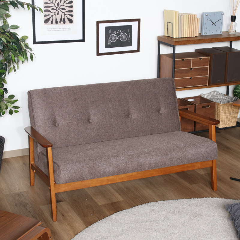 ユアサプライムス.com｜73764 厚手ファブリックソファ 2P ミート BR 幅