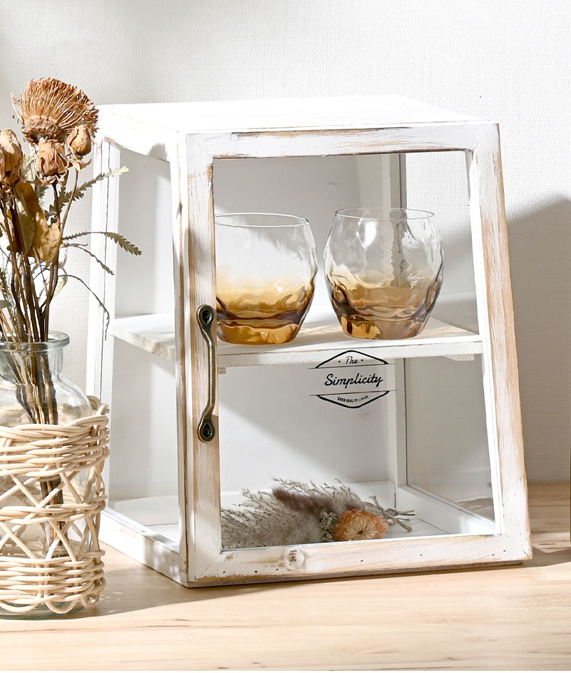 木製 卓上ラック ガラスケース ボワシー｜ユニットシェルフ 家具