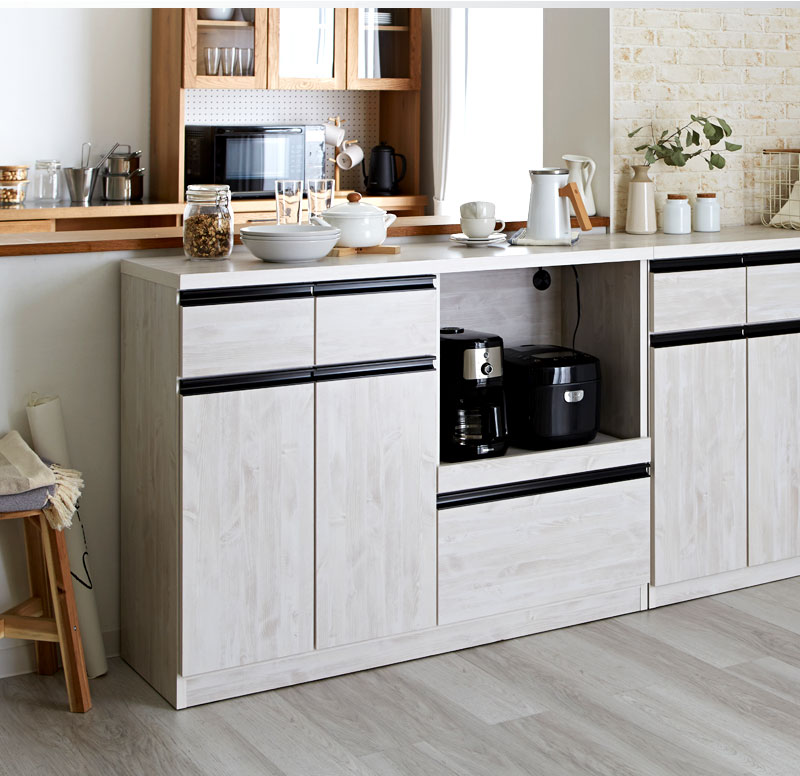 国産 キッチンカウンター 幅120 レンジ台 フラット｜ユニットシェルフ