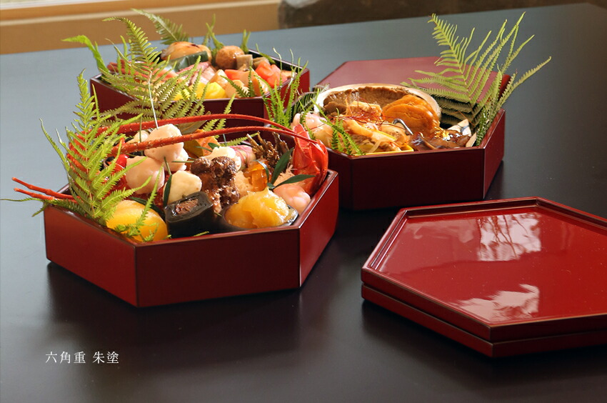 楽天市場】【宮内庁御用達 漆器 山田平安堂】漆器 重箱 六角型 二段重