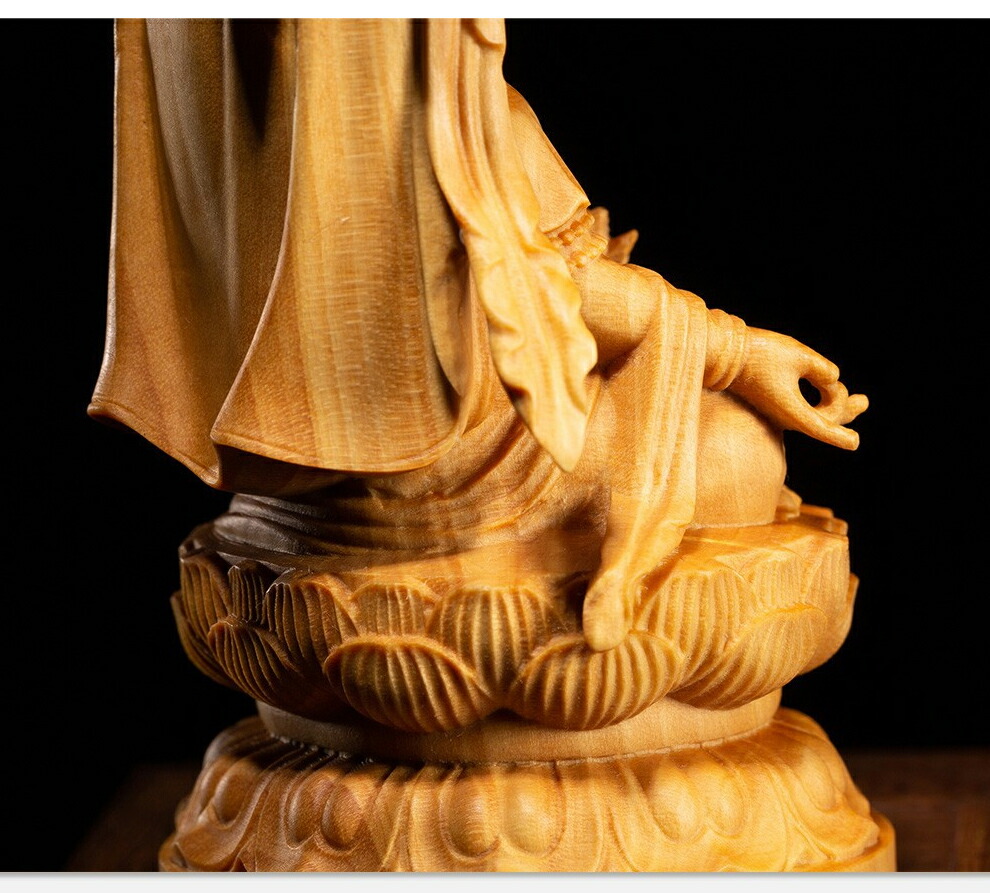 楽天市場】木製 座禅菩薩 観音像 彫刻 仏具 観音様 風水 オブジェ 置物