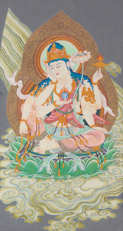 ジャンレージ 観音菩薩 M3 【額付】 天珠/曼荼羅/仏画（タンカ）の通販