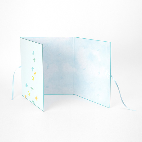 色紙｜カラー色紙 三つ折り リボン 鳥柄｜ミドリ（33257006）｜ミドリ