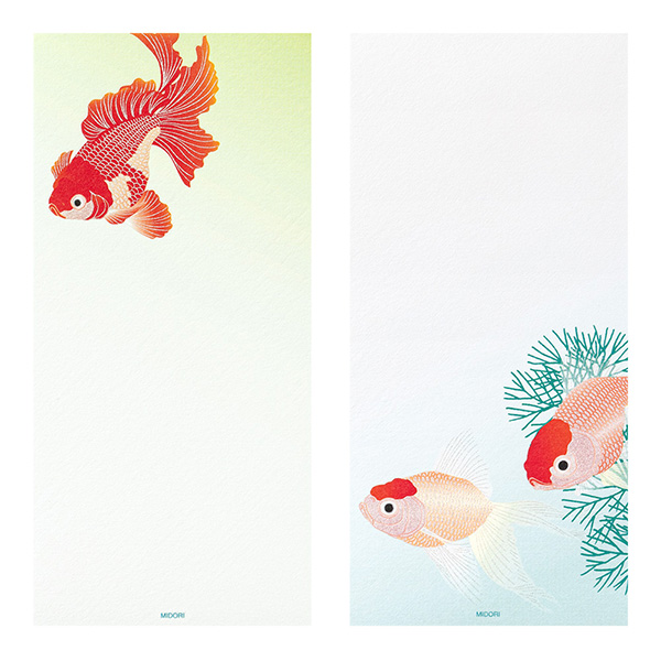 紙シリーズ｜一筆箋 シルク 金魚と水草柄(89551006)｜ミドリオンライン