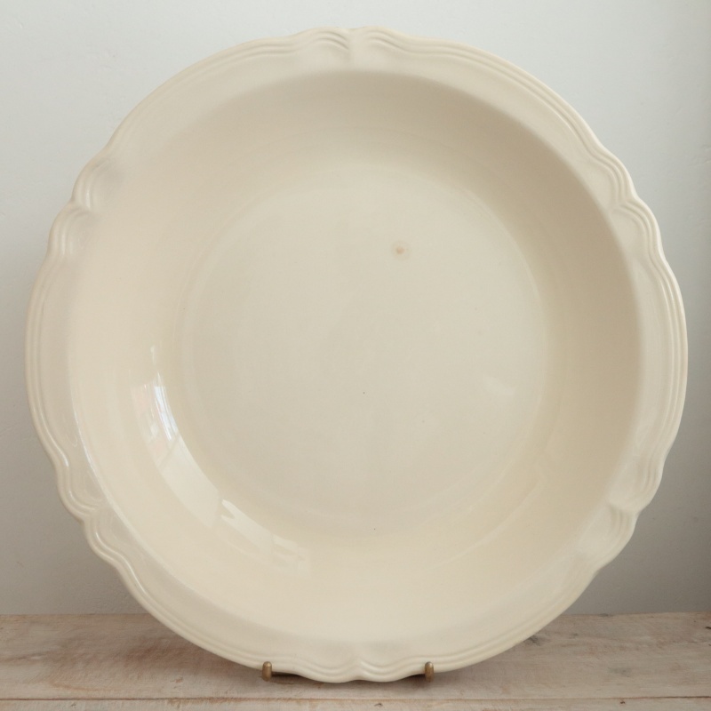 アンティーク 大きな深皿 花リム Ivoire フランス サルグミンヌ製