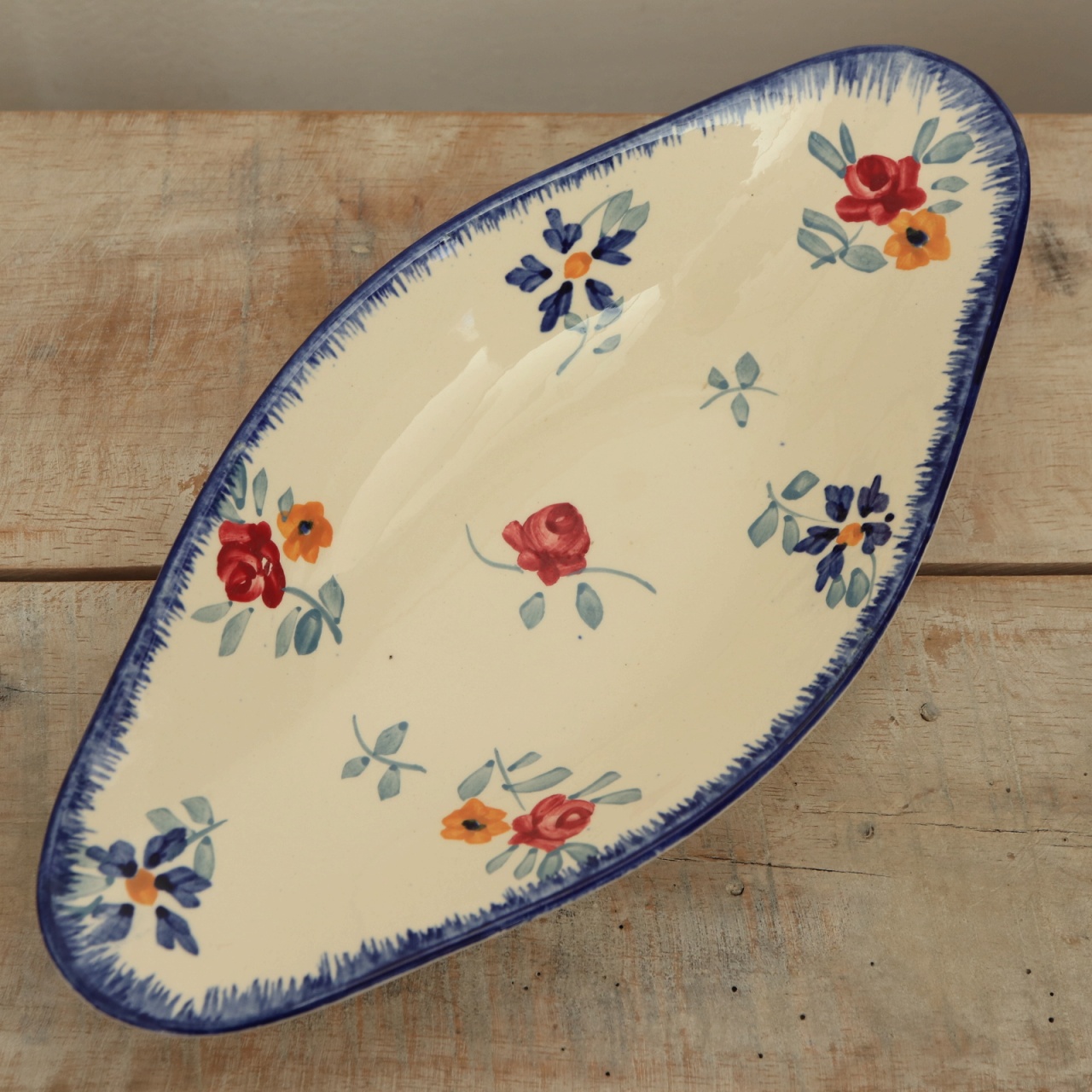 アンティーク ラヴィエ オーバル皿 フランス サルグミンヌ製 FLEURES D