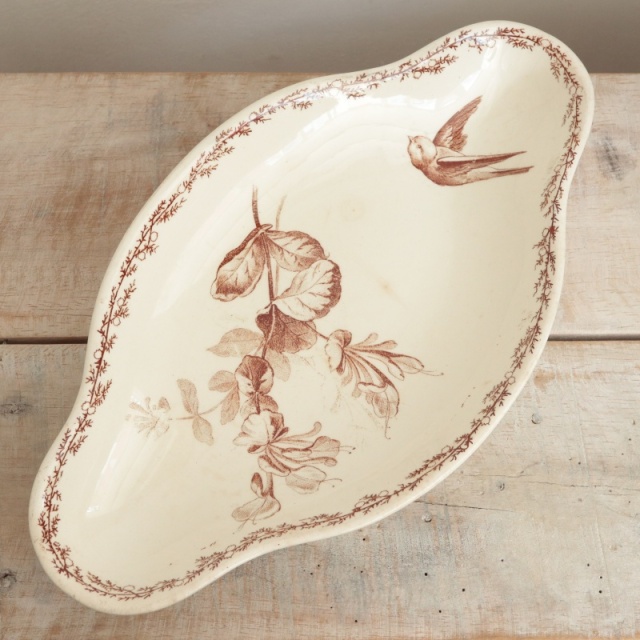 アンティーク ラヴィエ オーバル皿 フランス クレイユモントロー製