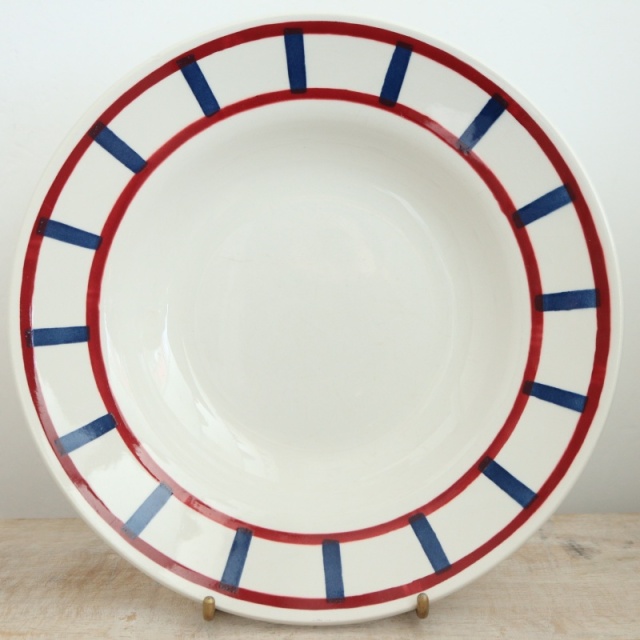 アンティークプレート バスク柄 深皿 フランス バドンヴィレー製