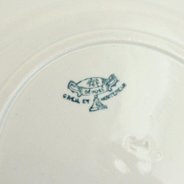 アンティーク プレート 白皿 フランス クレイユモントロー製 Creil