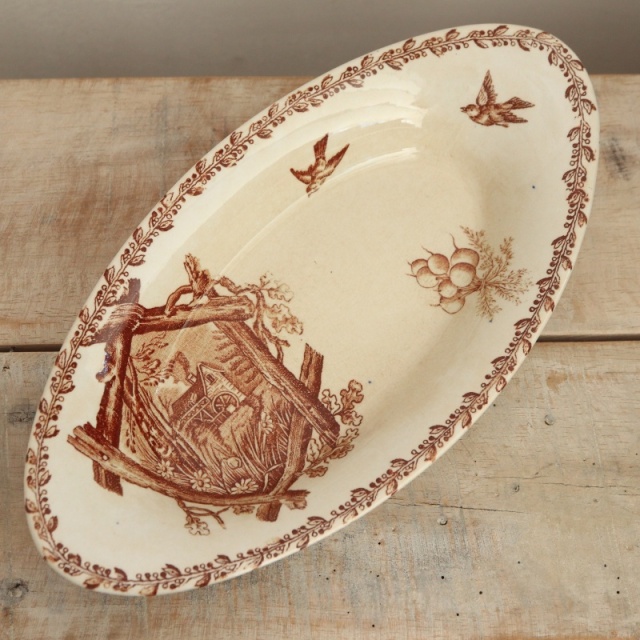 アンティーク ラヴィエ 小鳥 オーバル皿 COTTAGE フランス 仏英商会