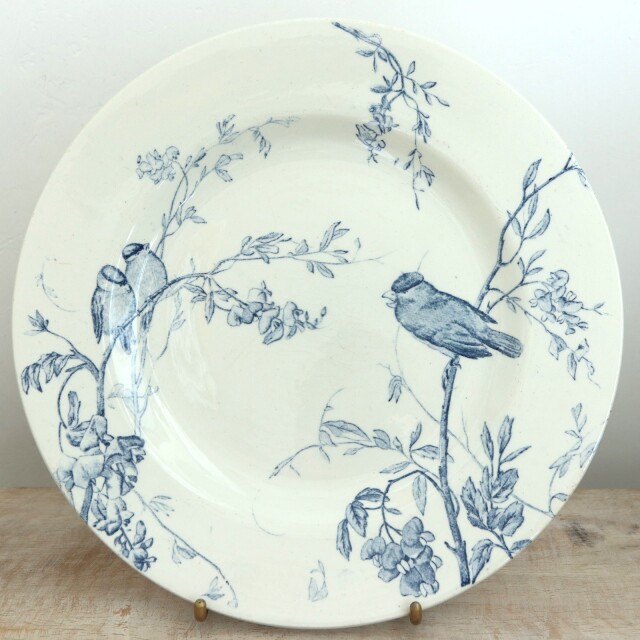 アンティークプレート 小鳥皿 フランス リュネヴィル製 KG Luneville