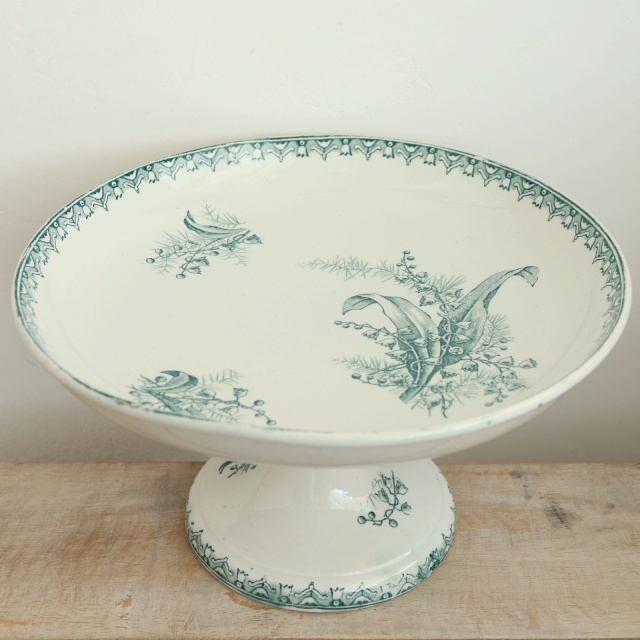 アンティーク コンポティエ スズラン MUGUET フランス サンタマン製 ST