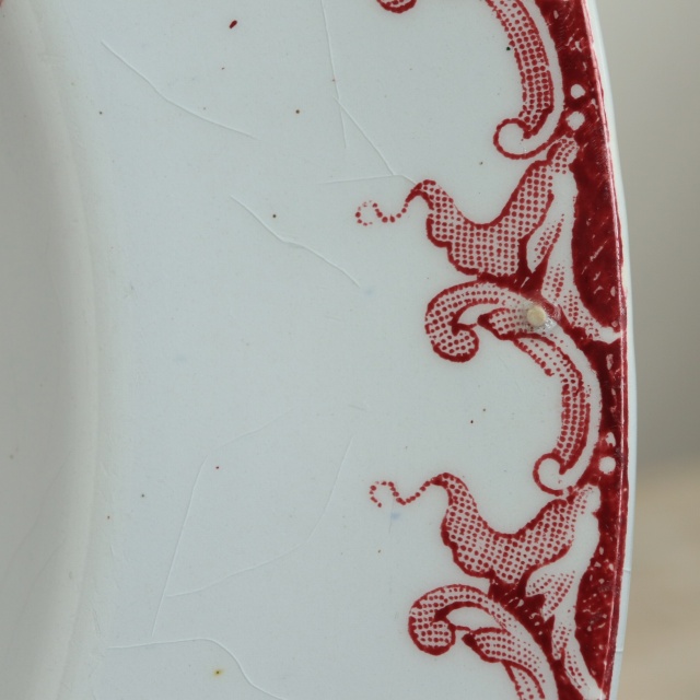 アンティーク プレート 深皿 セイヨウサンザシ AUBEPINE フランス