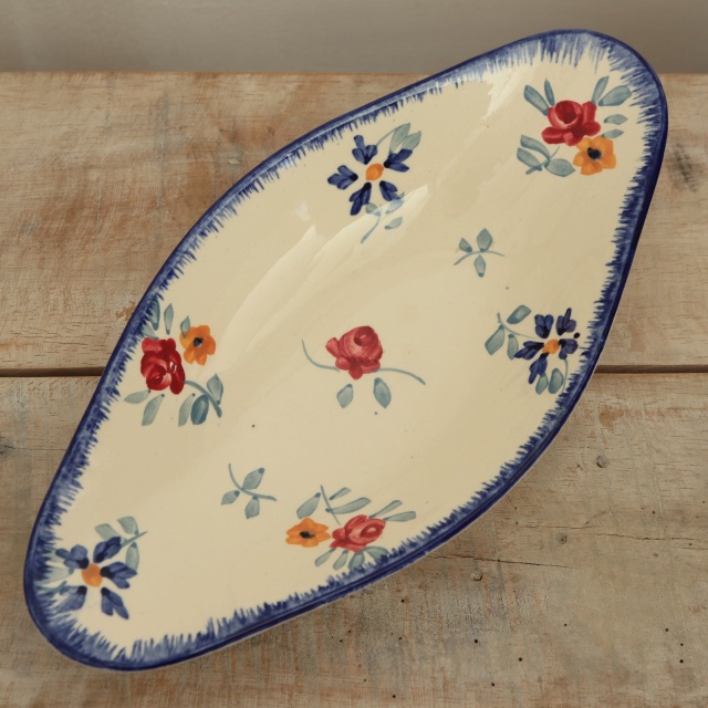 アンティーク ラヴィエ オーバル皿 フランス サルグミンヌ製 FLEURES D